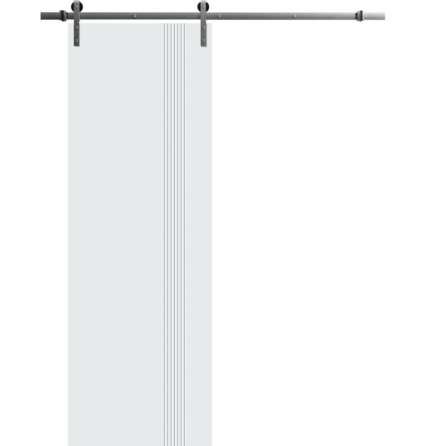 SARTODOORS Interior Modern Barn Door 36 x 80 inches | Basic 0111 Arctic White | 6.6FT Silver Rail Track Heavy Hardware Set | Solid Panel Interior Doors