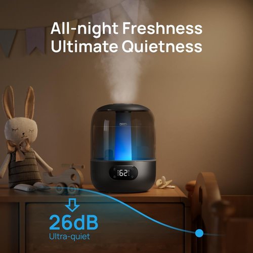 DREO Ultrasonic Humidifier - 3L Top Fill, 30H Quiet Runtime, Humidity Sensor & Night Light - Black