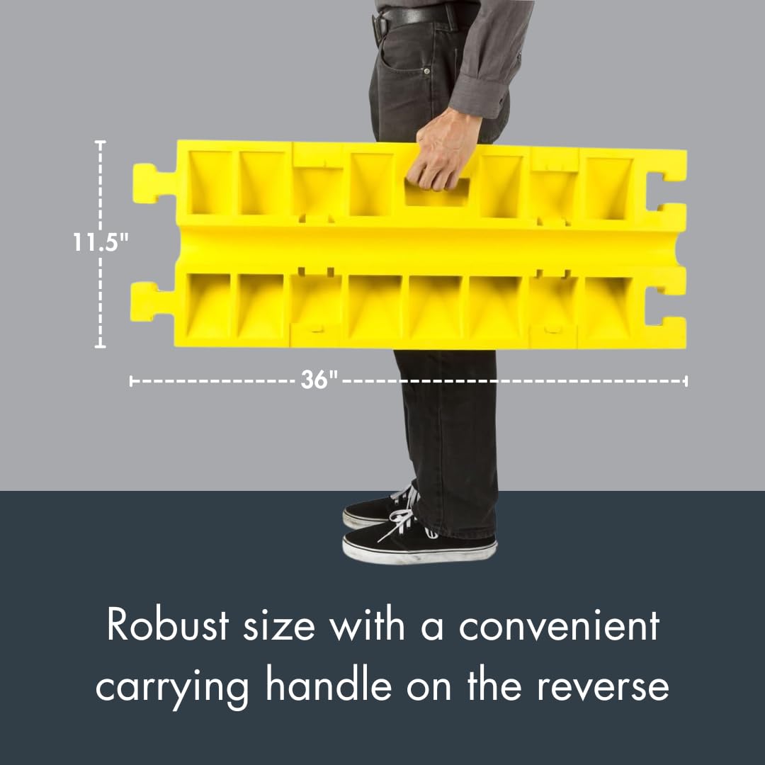 Checkers 1 Channel Industrial Drive Over Cable Protector, Drop in for 1.25" Lines, 17k/Axle Load Capacity Hose and Cable Ramp for Heavy Duty Equipment, Made in The USA, Yellow, CP1X125-GP-Y