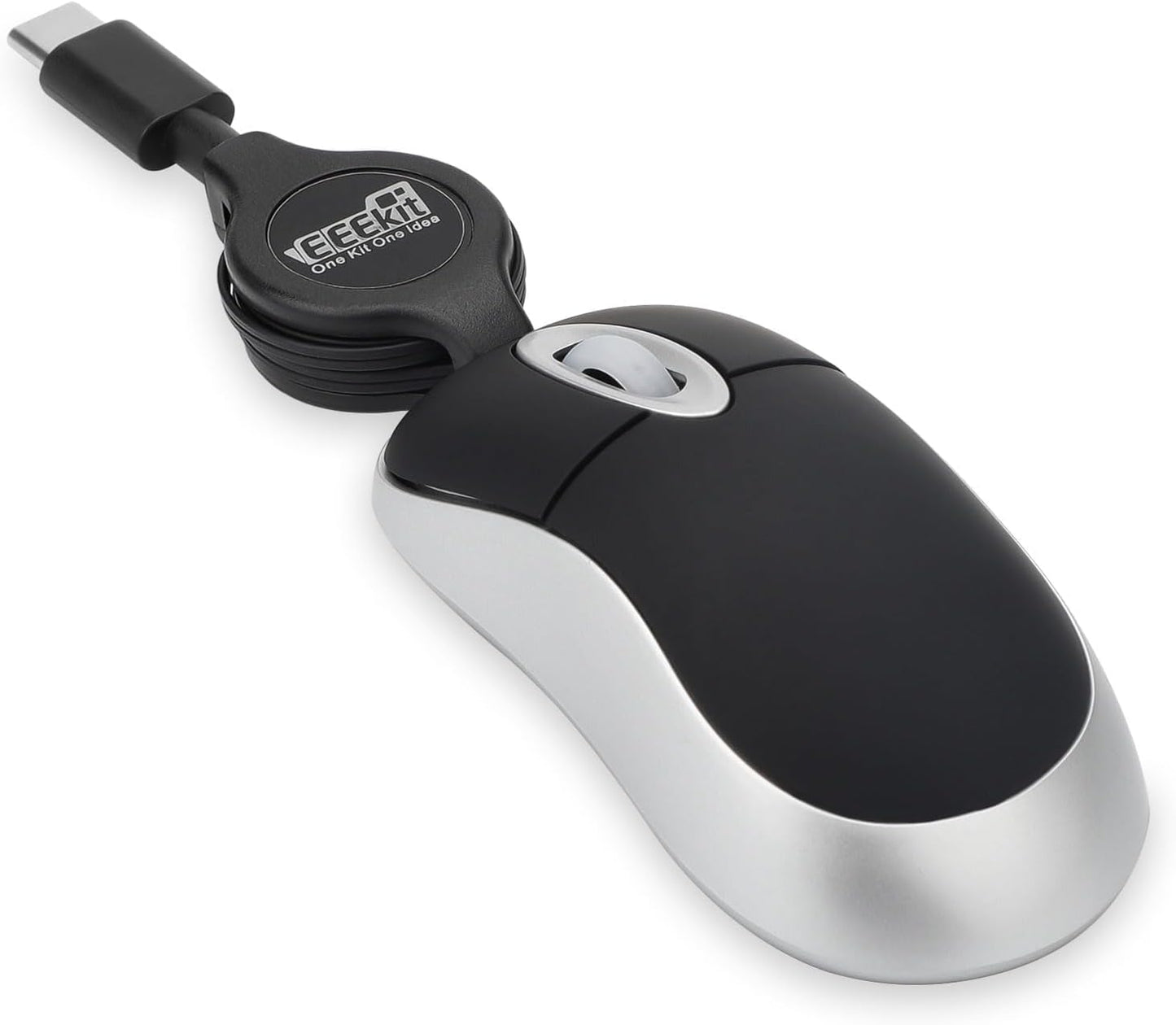 EEEKit 3-Button Mini Wired USB C Mouse, Retractable Corded Mouse Optical Computer Mice for Laptop PC MacBook iPad