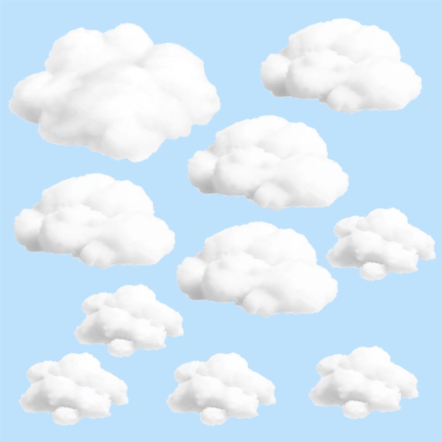 Skiennix 10-Piece Cloud Decorations - 3D Cotton Hanging Props for Wedding & Party Decor | Mixed Sizes