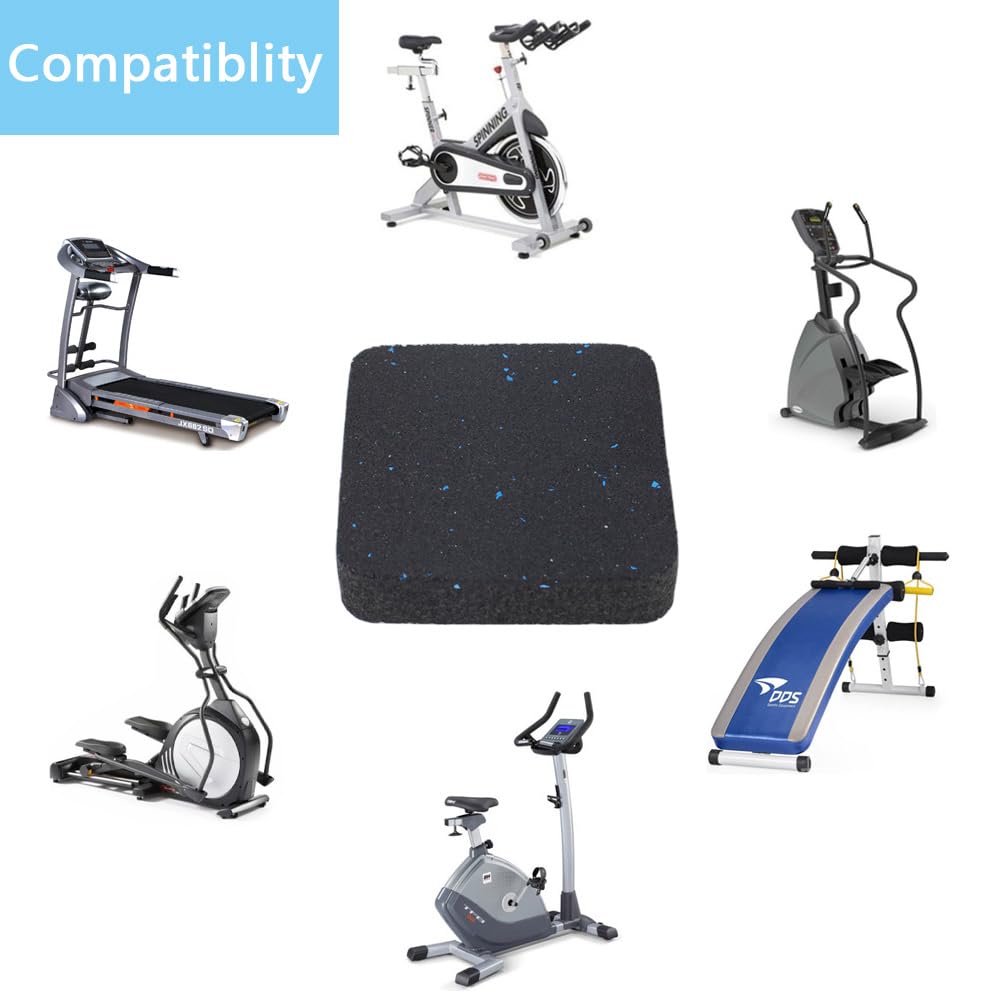 6 Pack Exercise Equipment Mat, 4 x 4 x 0.8 Inch Anti-Slip Treadmill Mats for Carpet Protection, Noise Reduction, Washing Machine Pads, Anti Vibration Rubber mats for Stationery Bike, Rowing Machine