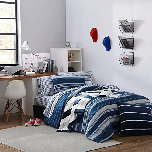 Nautica- King Comforter Set, Cotton Reversible Bedding Set, All Season Designer Home Décor (Lakeview Blue, King)