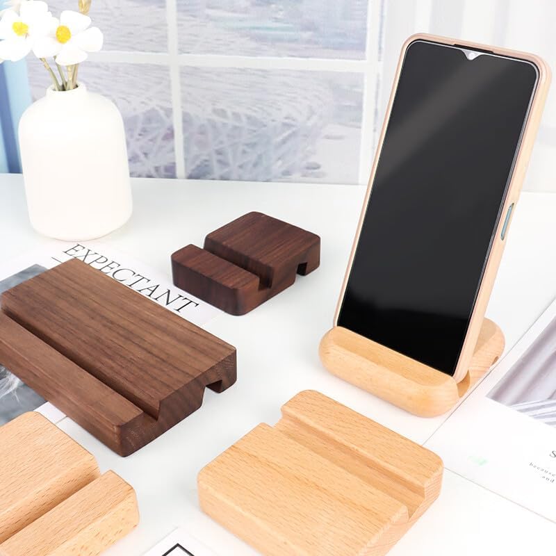 LUCENTIS 2 8 8 cm, Wood Phone Stand, x x Wooden Phone Holder (Black Walnut Square Double Slot)