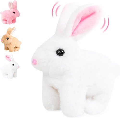 Bunby Realistic Rabbit Toy - Interactive Plush Bunny with Lifelike Movements | Easter Gift (White)