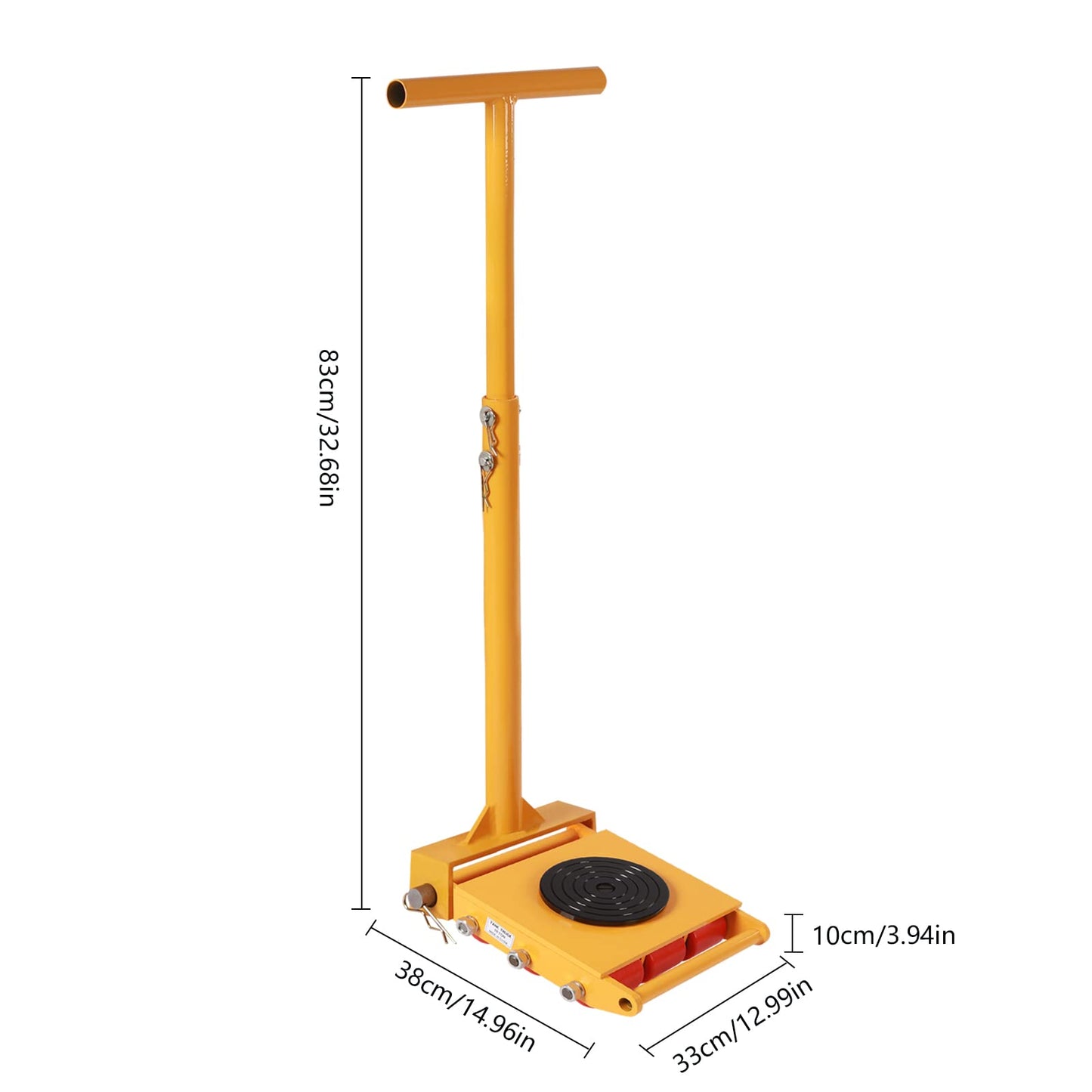 15T Heavy Duty Machinery Mover Skate – 33,000lbs Capacity, 9 PU Rollers & 360° Rotation, Industrial Equipment Dolly for Warehouses/Construction, Yellow (1pc)