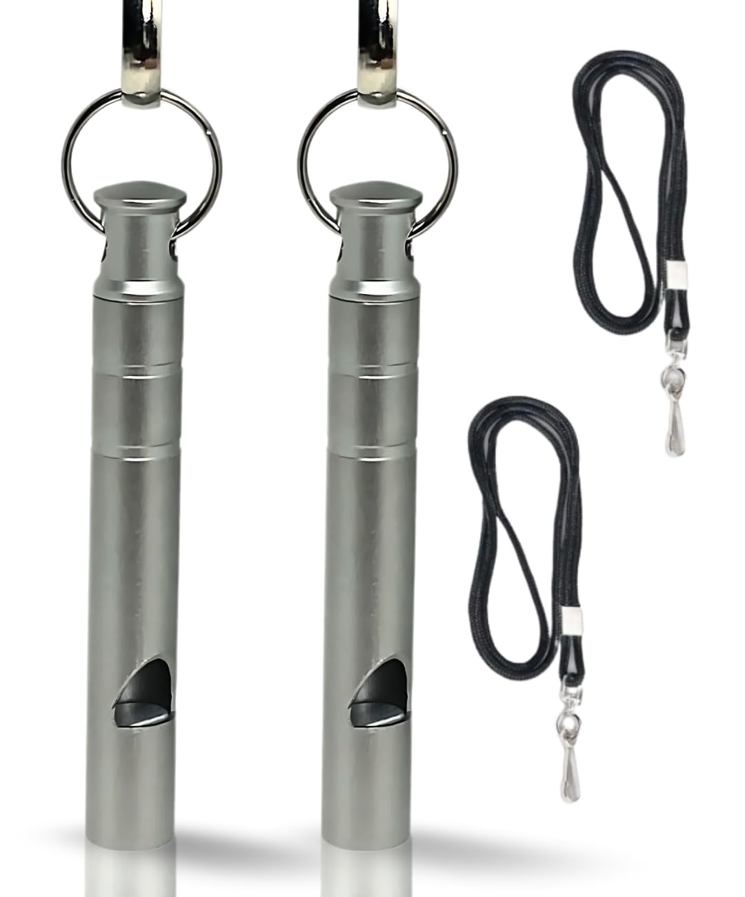 Titanium Whistle with Lanyard Emergency Safety, Titanium Gray, Set of 2, Weather Resistant, 125db Your Lifesaving Outdoor Essential, Perfect for Hiking, Pets, Sports, and Emergencies for Keychain