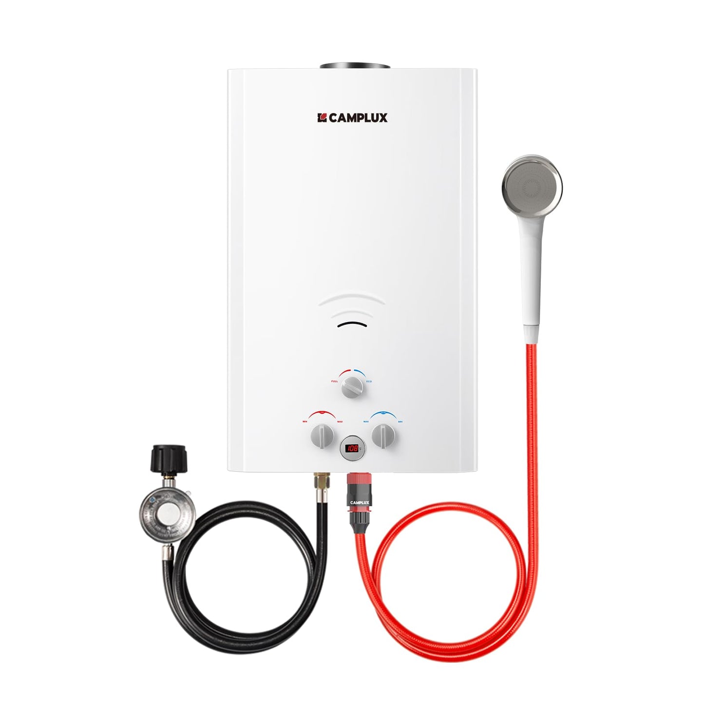 CAMPLUX Tankless Water Heater, 5.28 GPM OutdoorPropane Camping Gas Water Heater, 20L, BW528,White