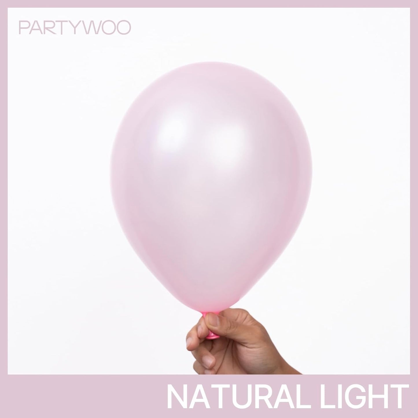 PartyWoo Light Pink Balloons - 50 Pcs 12 Inch Pearl Latex Helium Balloons for Baby Showers & Parties