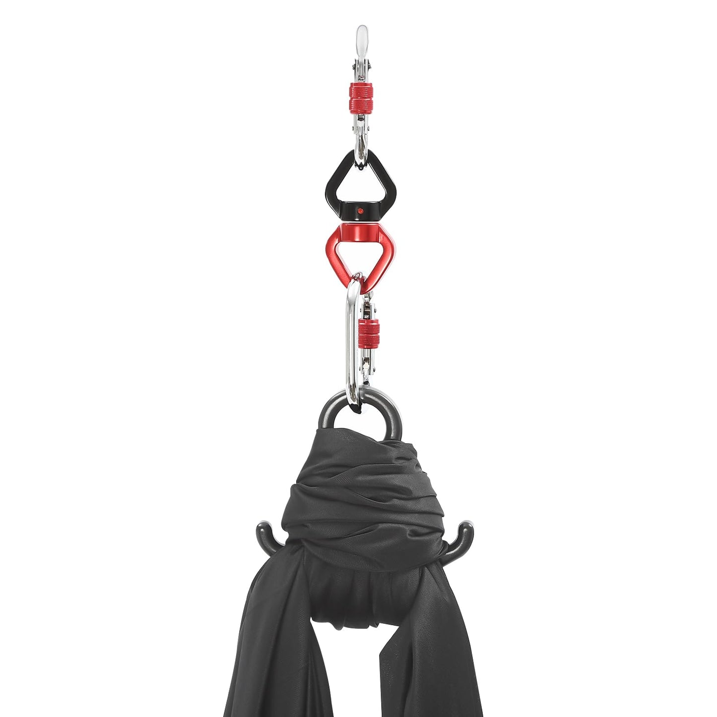 Aerial Yoga Hammock Aerial Yoga Swing Sling with Install Accessories Aerial-Silk Starter Kit Hammock Practice Kit for Pilates, Inversions, Stretching 440.92lbs Capacity (16.40 * 8.53ft, Black)