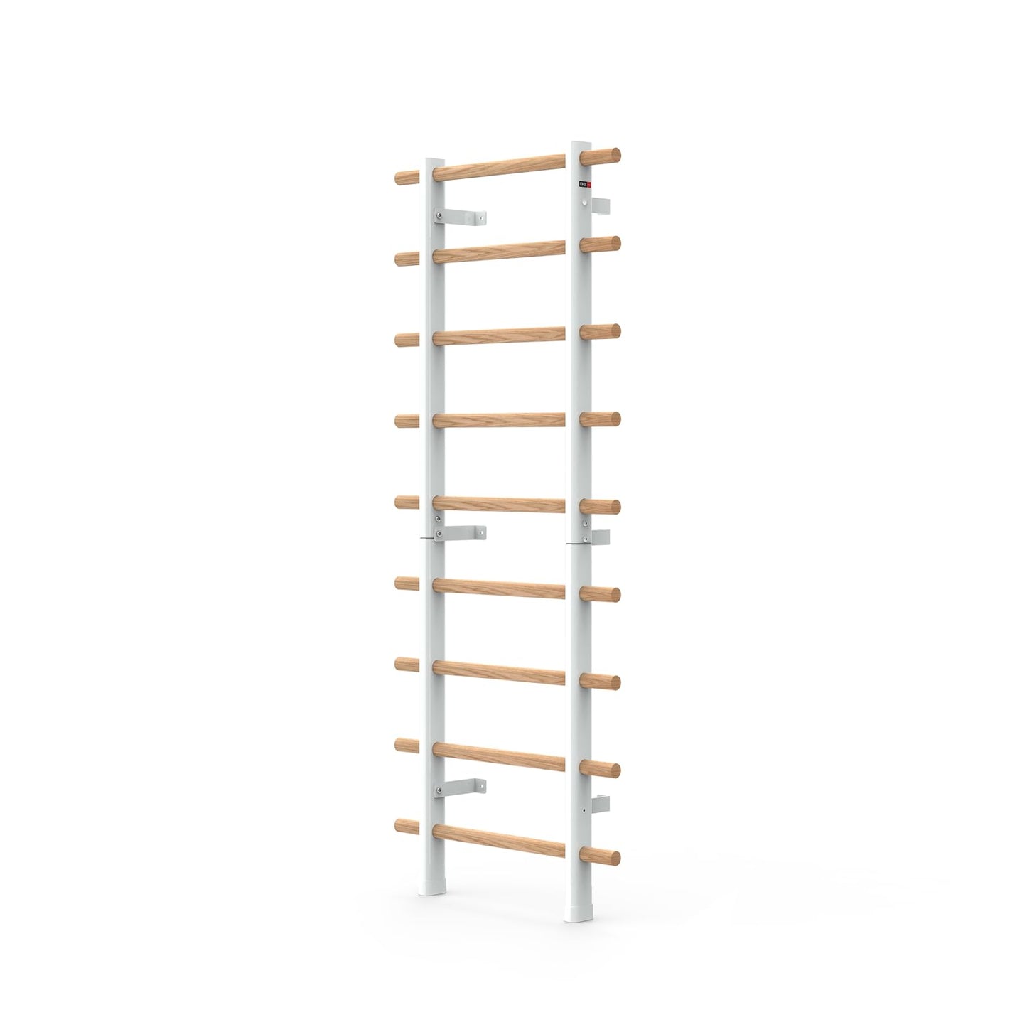 DHT Swedish Ladder Wall Gym, Wood Stall Bar, Suspension Trainer with 9 Strategic Rods, Indoor Jungle Gym for Kids and Adult, Wall Bars for Home, School, Physical Therapy and Gymnastics, White