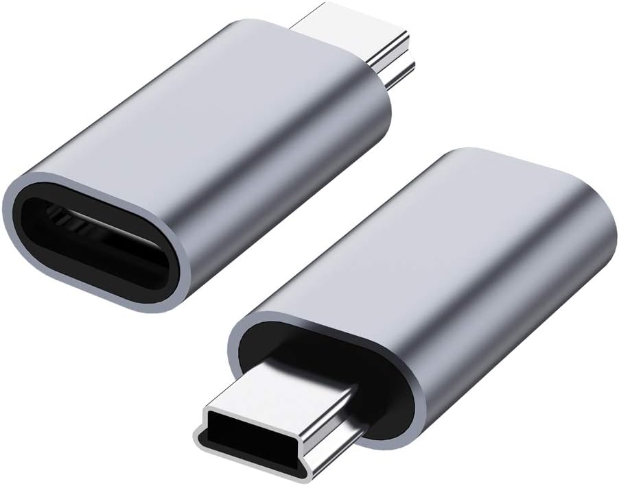 JXMOX 2.0 (2-Pack)Type 2.0 3+, MP3 USB C to Mini USB Adapter, C Female to Mini USB Male Convert Connector Support
