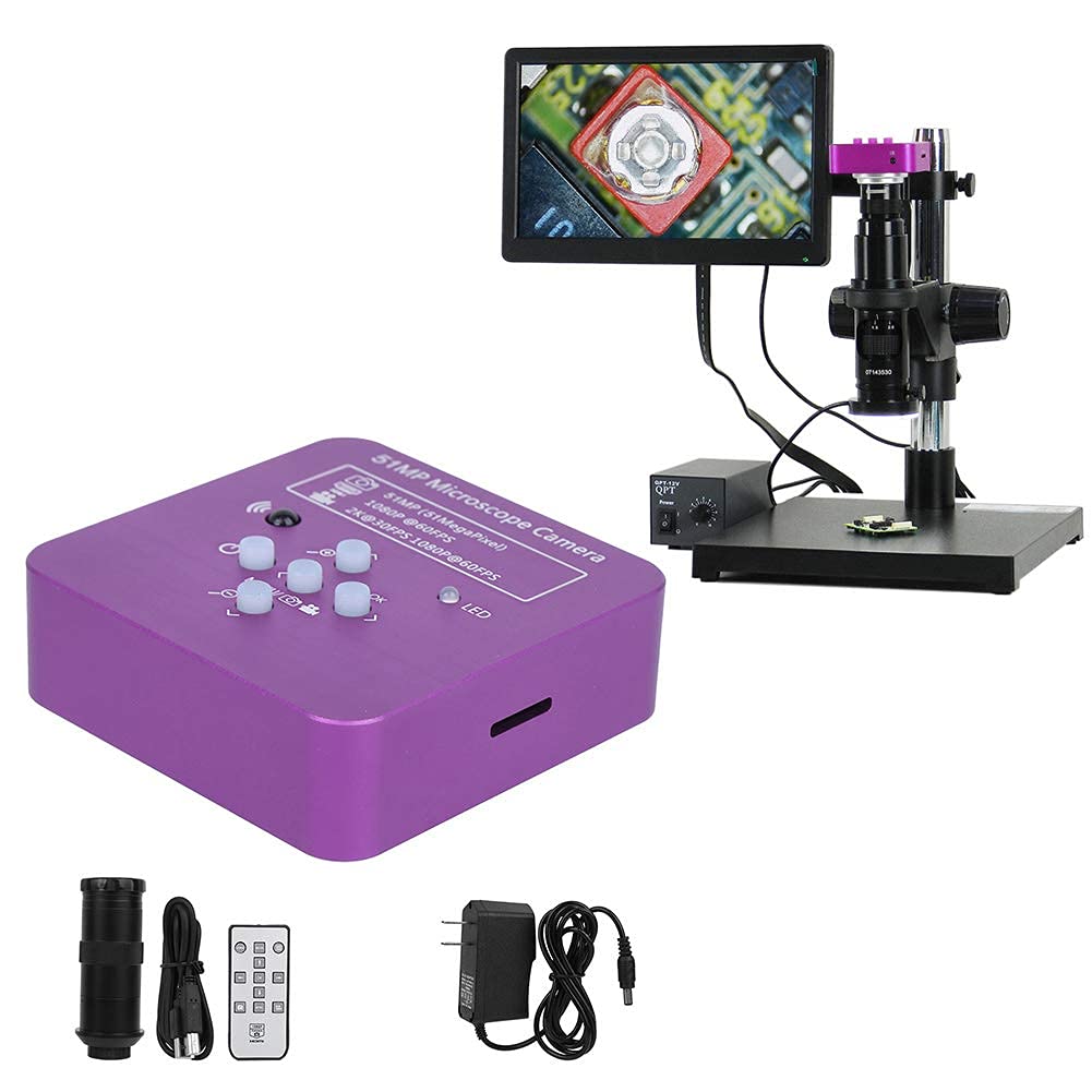 HDMI Digital Microscope Camera 51MP 120X C Mount Lens Industrial USB Video Microscope for Electronics Repair Soldering Inspection with Remote Control