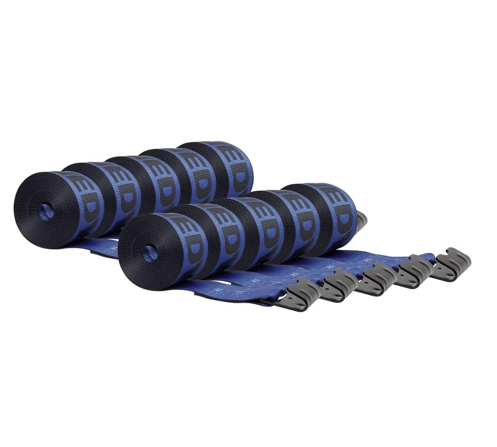 Mytee Products Kinedyne Winch Straps 4" x 30" Blue Heavy Duty Tie Down w/Flat Hooks WLL# 5400 lbs | 4 Inch Cargo Control for Flatbed Truck Utility Trailer (10 Pack)