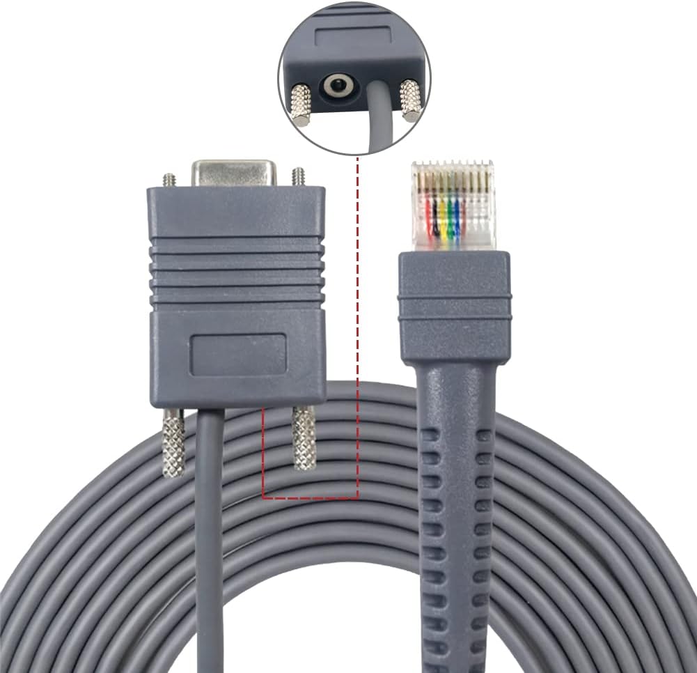 RJ45 RS232 DS3578 DS9808 DS9808 DS6608 DS4208 (3M 9FT RS232 Barcode Scanner Cable to Straight Cable for Symbol Zebra /