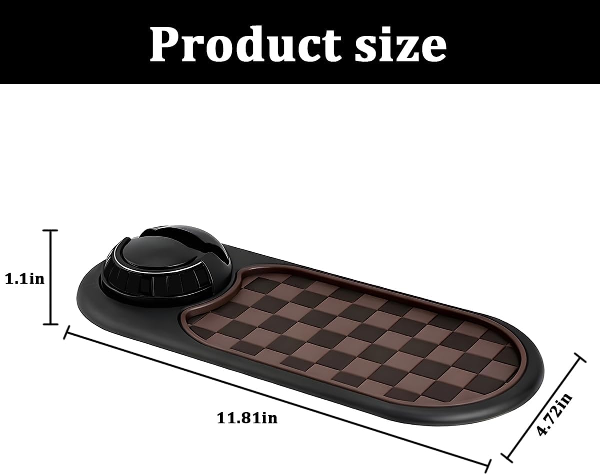 ANFTDCO 3-in-1 Car Dash Anti-Slip Pad, Rotatable Dash Non-Slip Mat with Phone Holder & Temporary Parking Number