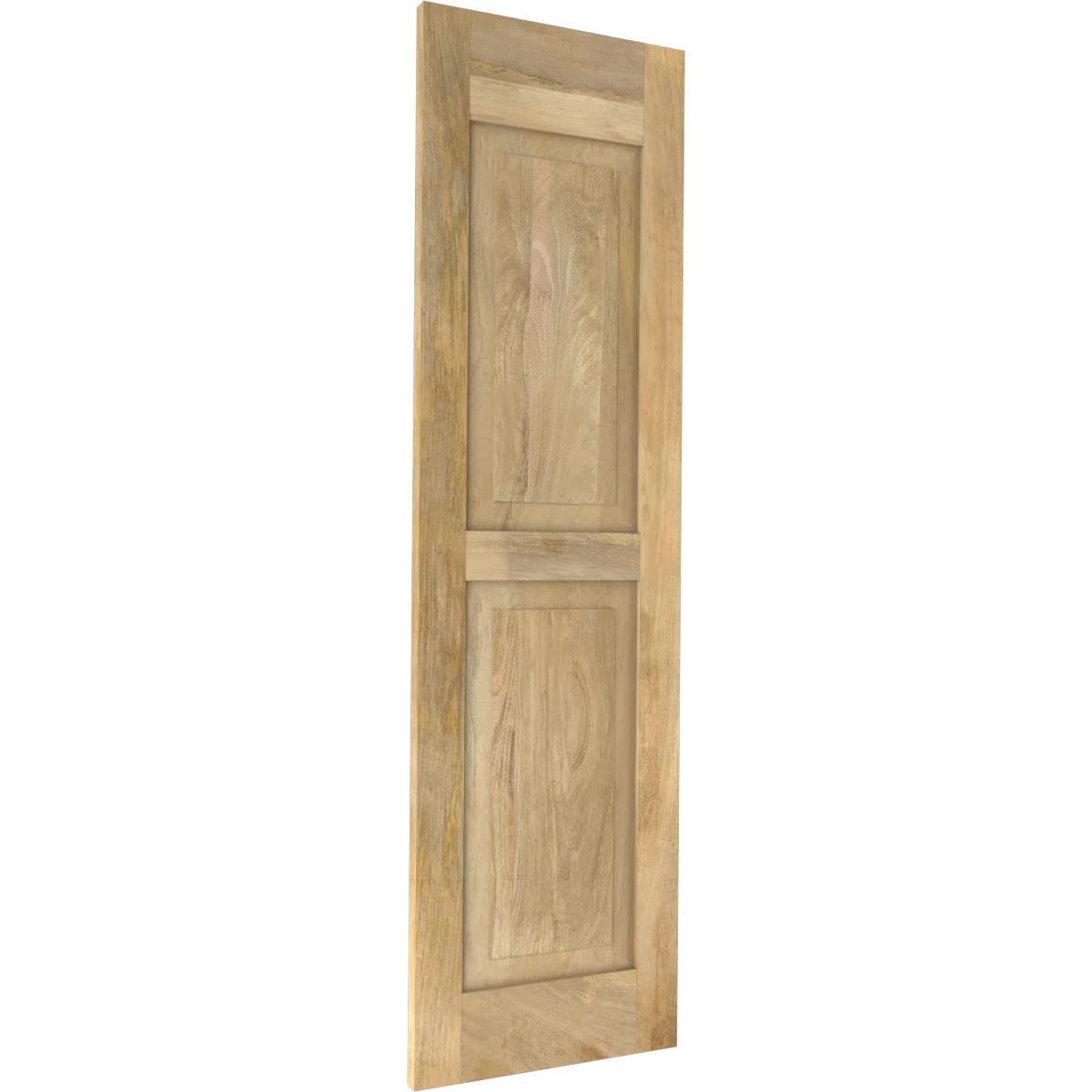 15"W x 48"H Americraft Two Equal Raised Panel Exterior Real Wood Shutters (Per Pair), Unfinished