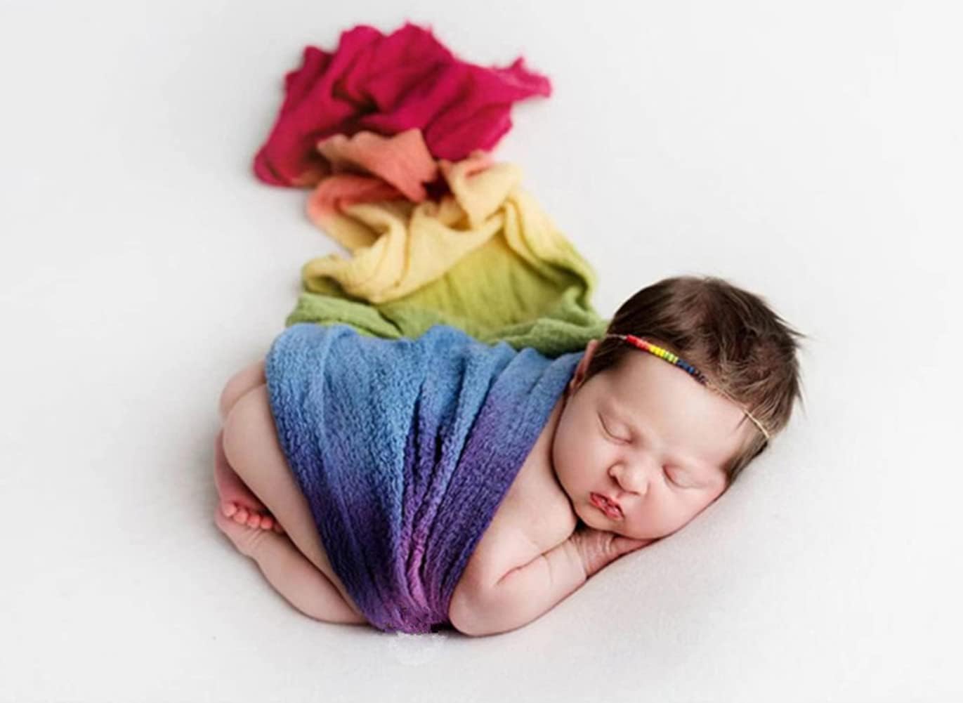 Set Coberllus Newborn Baby Photography Props Boys Girls Seven-Color Rainbow Wrap Blanket Swaddle Photo Props Posing