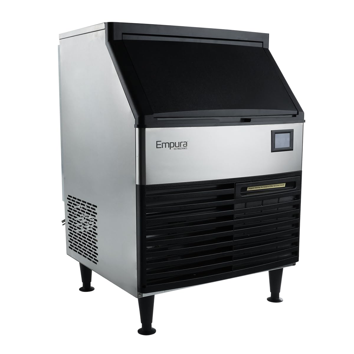 Empura 27" Wide Air Cooled Undercounter Ice Maker | Commercial Ice Machine for Restaurant Bar Cafe | Half Cube, 350 lbs/24hr, 77lbs Bin Capacity, 26.5"W x 27.5"D x 38.5"H, Stainless Steel, 115v, NSF