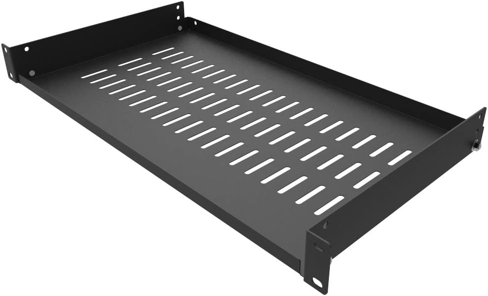 JINGCHENGMEI 1U 10"(254mm) 19-Inch Cabinet(1U10V) Disassembled Vented Cantilever Server Rack Mount Shelf Depth