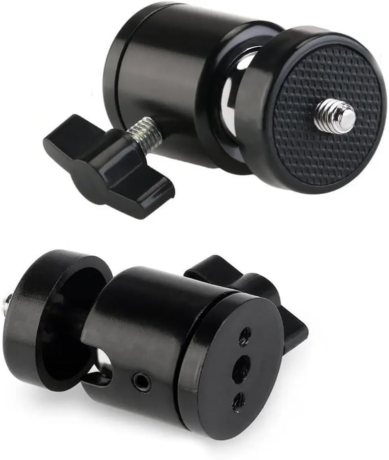Reflex Camera 360 1/4''-20 Swivel Mini Tripod Ball Head with Screw for GoPro, DSLR, Camcorder, LED Light Adjustable