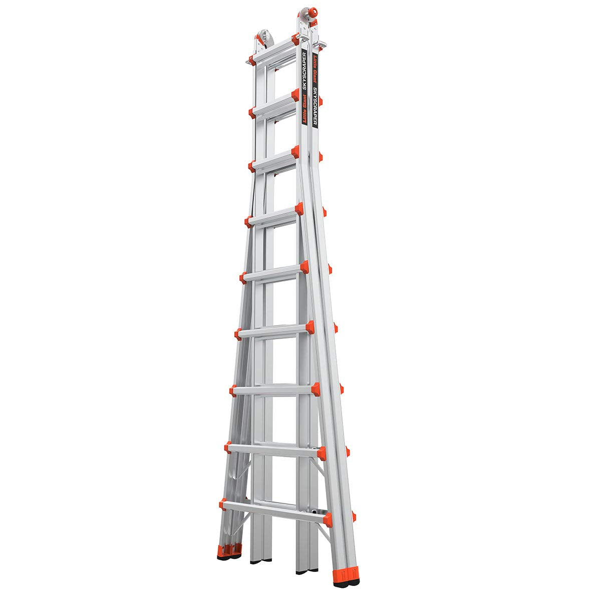 Little Giant Ladders Skyscraper M17, Adjustable Step Ladder, 9–17 Ft, Aluminum, 300 lb Load Capacity, Type 1A Extra Heavy Duty, 20.7-Ft Reach (10110)