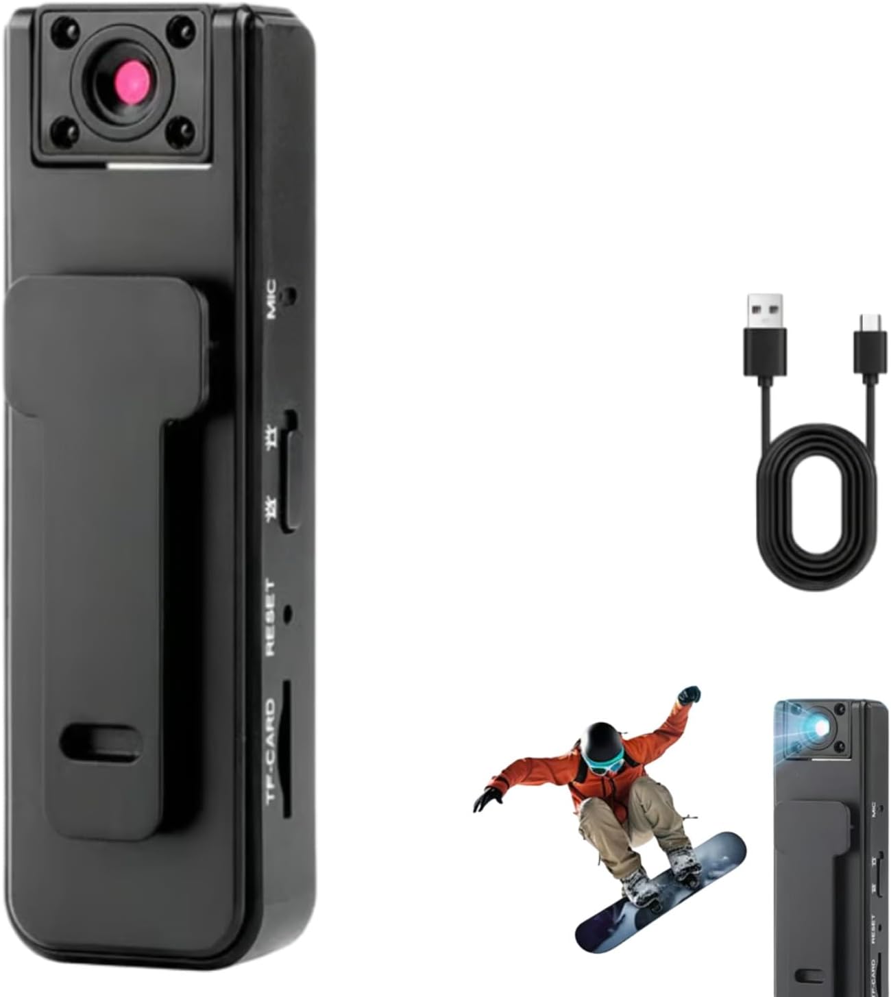 Generic 2-in-1 1080p (1 Ultra HD Sports Video & Audio Recorder, Portable Clip-On Video Recorder, Mini Body Camera