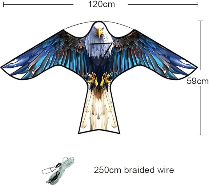 HENGDA KITE Bird Hawk Flying Kite Without Pole for Crops Farm Protector Bird Scarer Flying Kite Without Pole Bule