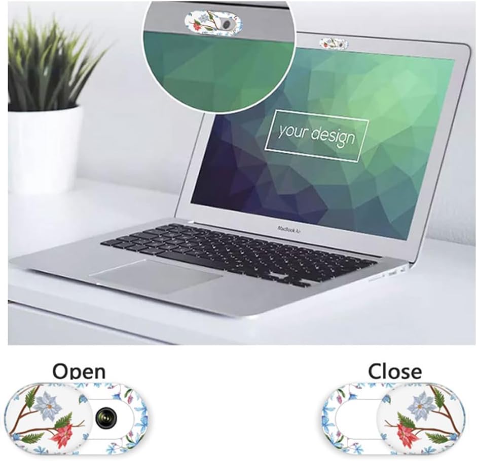 FadyRaye 8 Pack, Laptop Camera Cover Slide Cute Flower Webcam Cover Slide Phone Camera Cover, Ultra-Thin Computer