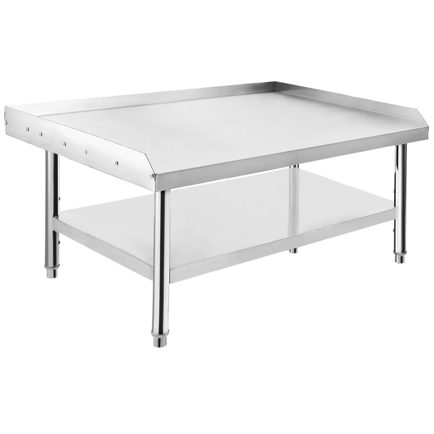 GarveeTech Stainless Steel 60x30x24 inch Equipment Grill Stand Table, 660 LBS Top and Bottom Shelf, Adjustable Legs, 2 inch Edge Baffle, for Hotel, Home, Commercial Restaurant Kitchen