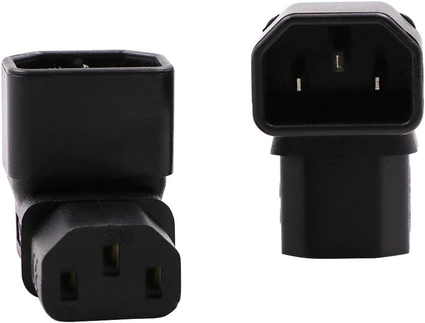 WYMECT C14 C13 90 2 Pack IEC to Power Adapter PDU Plug/Socket Up Degree for LCD Wall Mount TV