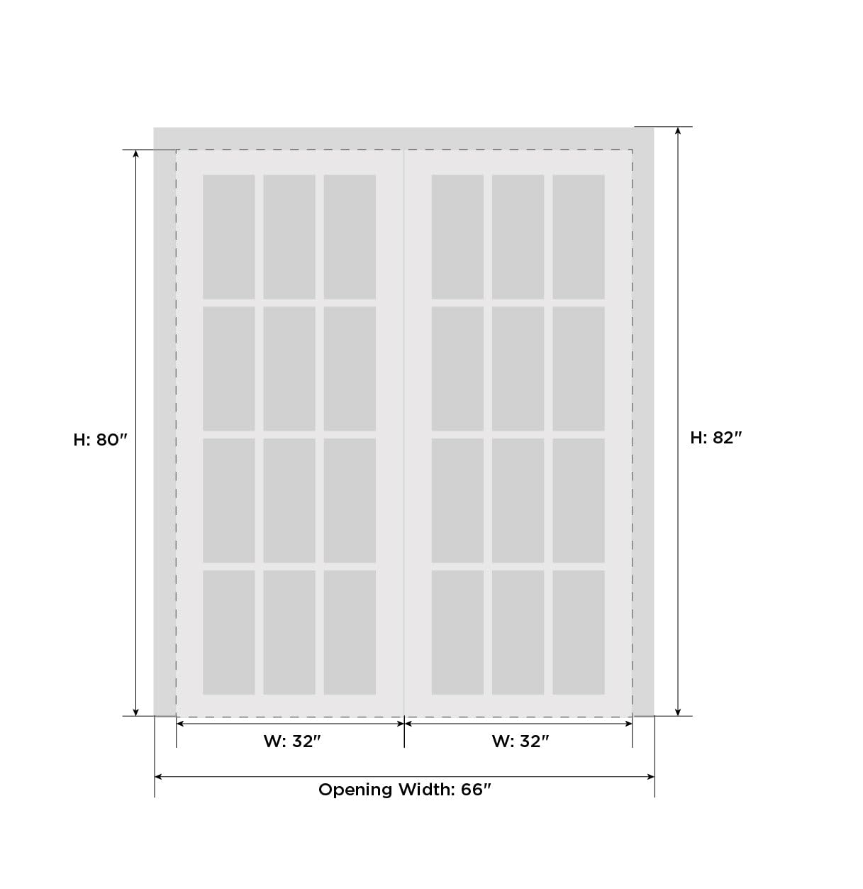 Interior Solid French Double Doors | Lucia 2555 Matte Black with Clear Glass | Wood Interior Solid Panel Frame Trims | Closet Bedroom Sturdy Doors -64" x 80" (2 * 32x80)-Clear Glass