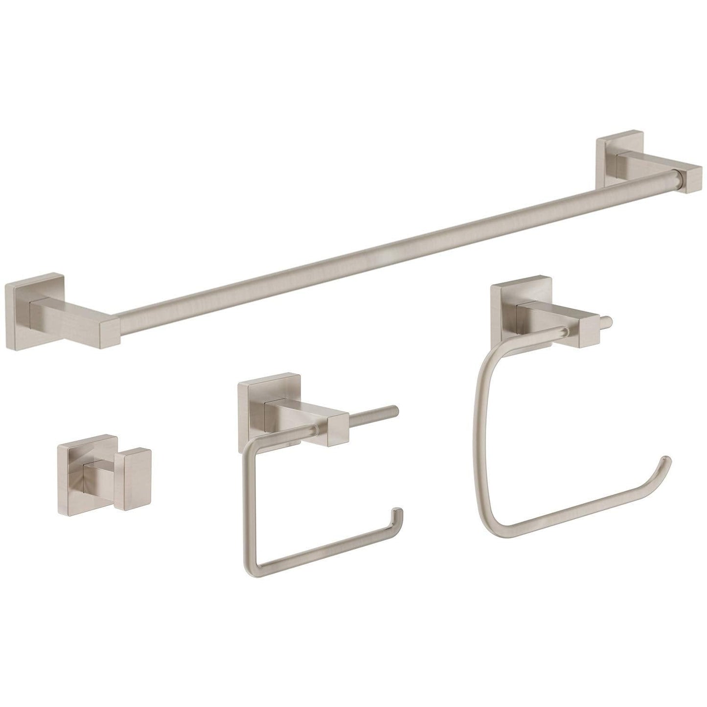 Symmons 36AC4BUNDLESTN Duro 4-Piece Wall-Mounted Bathroom Hardware Set in Satin Nickel