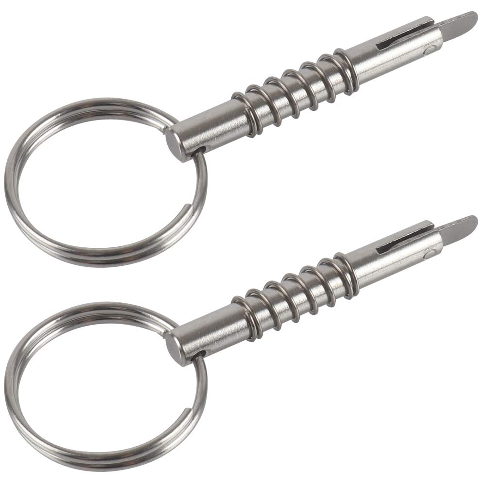 2 Pcs Quick Release Pin w/Drop Cam & Spring, Diameter 1/4"(6.3mm), Usable Length 1.3"(33mm), Overall Length 2"(51mm), Full 316 Stainless Steel, Bimini Top Pin, Marine Hardware