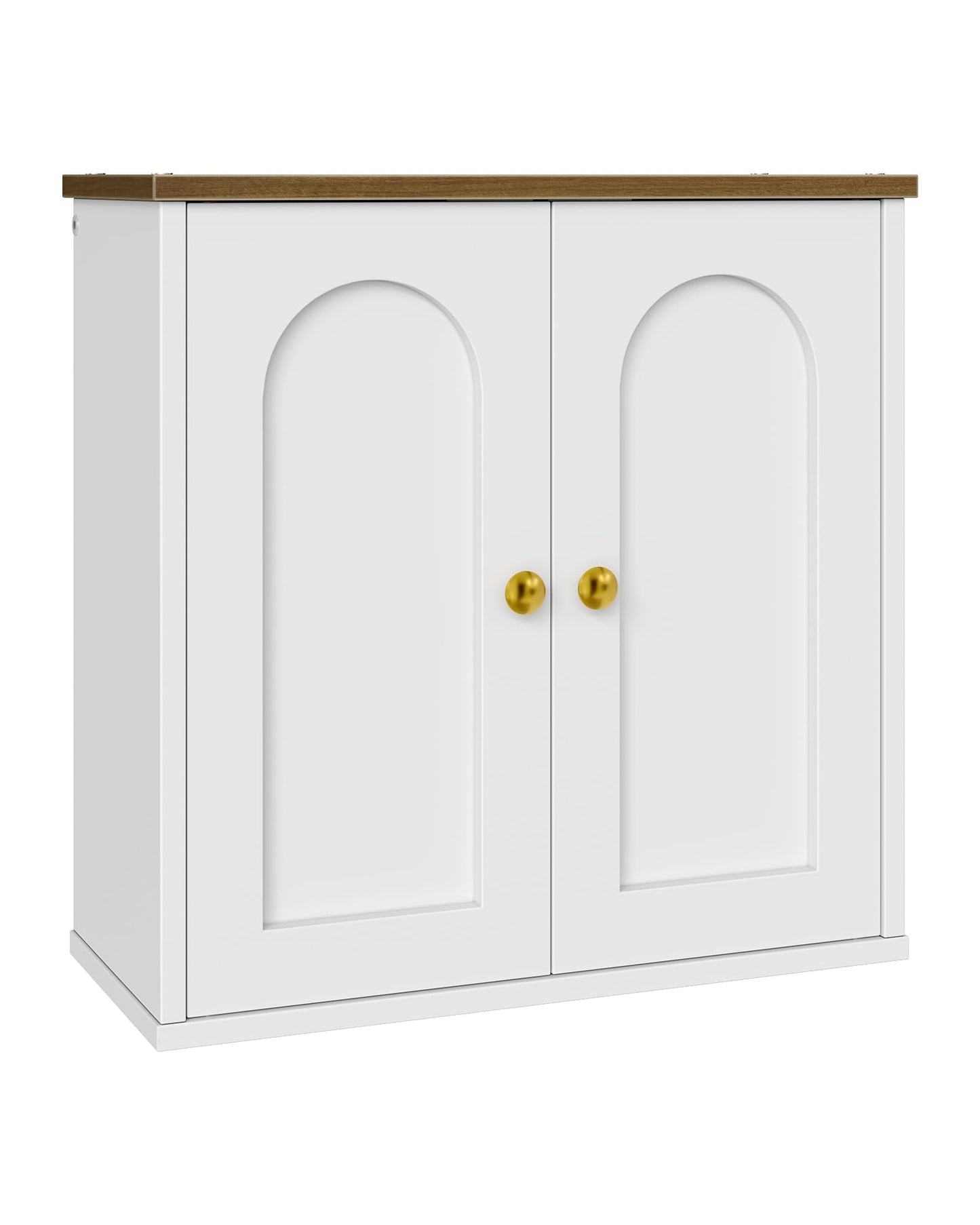 CHOEZON Bathroom Wall Cabinet, Medicine Cabinet with Adjustable Shelf, Modern Wall Cabinet with 2 Doors, Farmhouse Wall Mounted Storage Cabinet, for Bathroom, Living Room, Kitchen, White and Walnut
