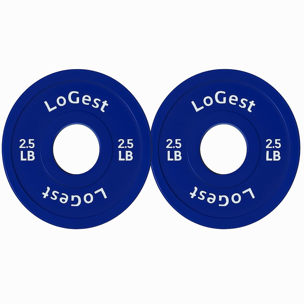 Logest Pair Olympic Plates - Barbell Weights Set of 2 Weight Plates for Olympic Bars Perfect for Strength Training Plates Exercise Balance Increase Available in 0.50LB 1.25LB 2.5LB 5LB 7.5LB 10LB Weight Plate (Blue - 2.5 LB Pair)