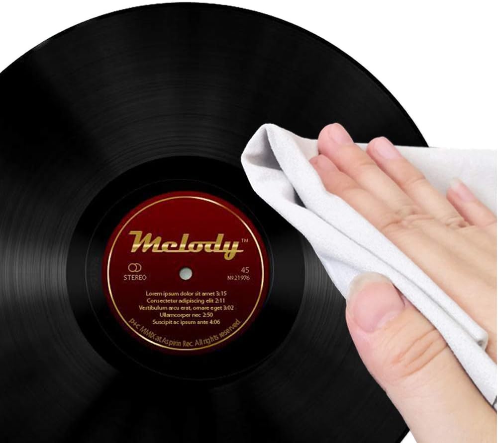 Lucausd 15''x15'' 5 Pack Record Cleaning Cloth, Big Size Anti-Static Microfiber Lint Free Cleaner for LP Vinyl Record