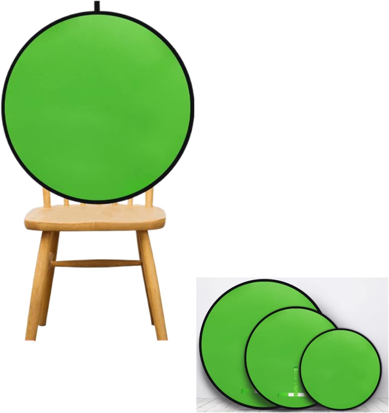 Sesdos 29.5in Portable Green Screen Chair Double Sided Foldable Greenscreen Backdrop, Chroma Key for Streaming Games
