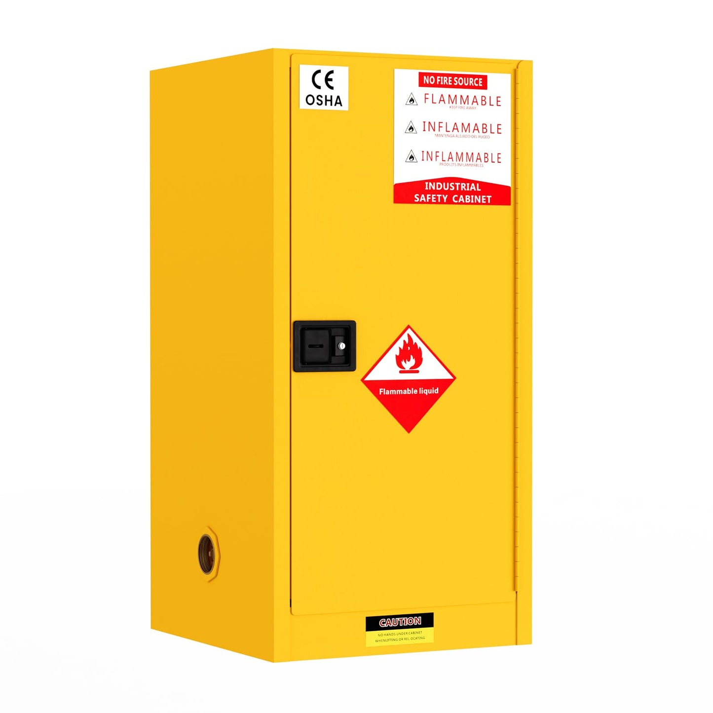 Flame Cabinet - OSHA/FM, 3-Point Lock & Leakproof Design | CE/ROHS Certified | Double-Walled Fireproof for Hazardous Material Storage, Gasoline Cans (35" x 23x 23)