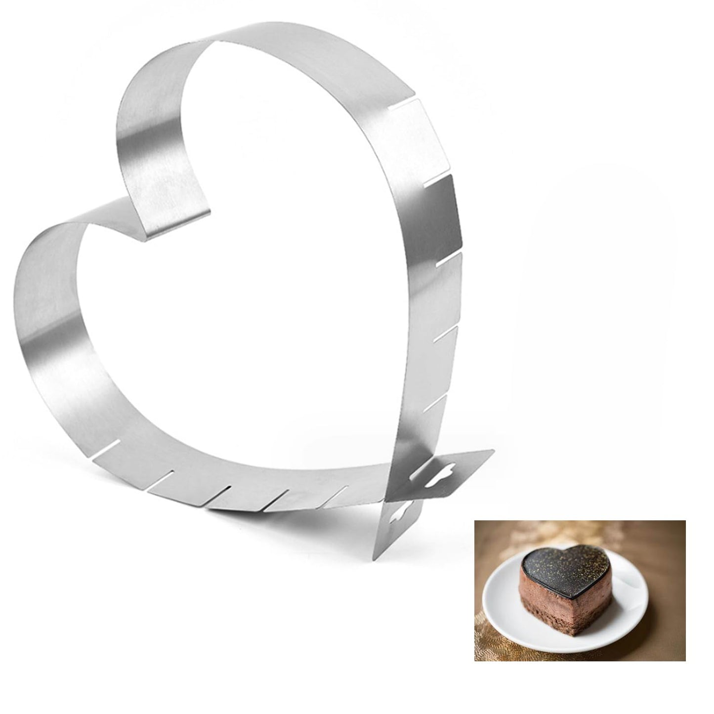 Stainless Steel Heart Shaped Cake Pan Adjustable Mousse Ring Cookie Cutter 6 Inch -10 Inch Cake Mold Baking Cake Mold, Heart Shaped Cake Pan, Family Birthday Party Christmas Baking Tool 8 Inch