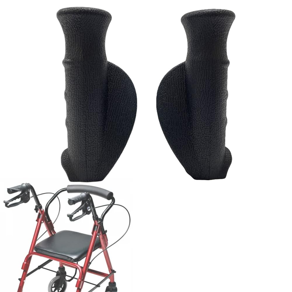 Rollator Hand Grip for Rolling Walker Replacement - Elderly & Disabled Patient Handgrips Accessories, 7/8", 2 Pcs (Black-A)
