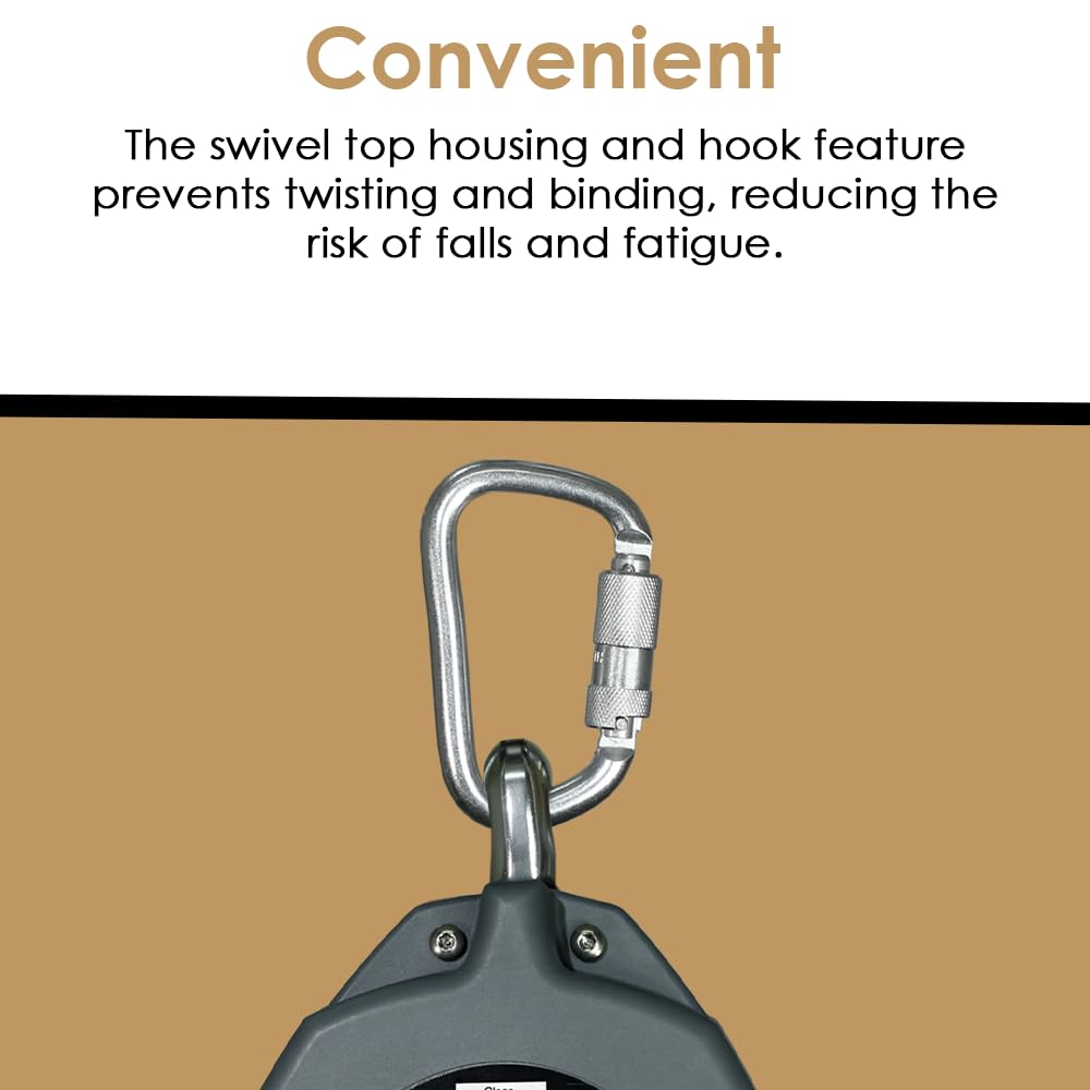AFP Demon 30 FT Single Leg Self-Retracting Lifeline Cable Retractable | Steel Locking Snap Hook | Safety Yoyo | Fall Protection Arrest Limiter | Construction Industrial | OSHA & ANSI Rated SRL