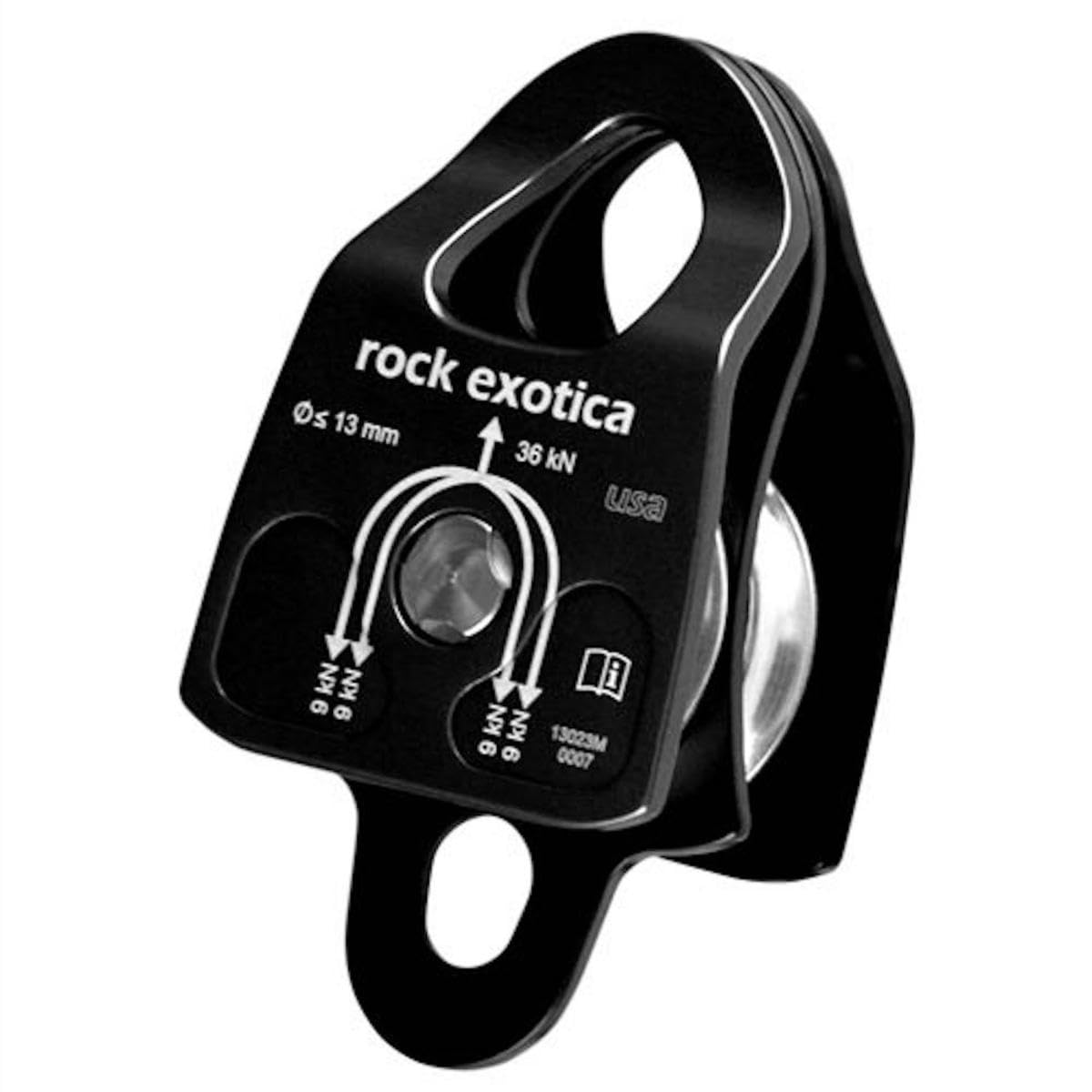 Rock Exotica Machined Mini Pulley 1.1" – Double Sheave (Black) – High-Strength CNC-Milled Pulley for Climbing, Rescue & Rigging – Compact, Lightweight, and Snag-Free Design