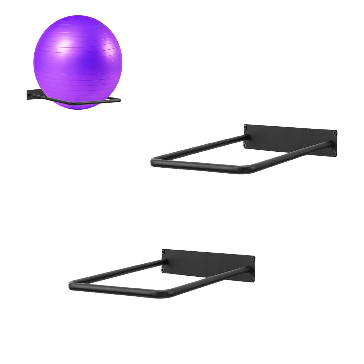 Large Stability Ball Wall Rack Yoga Ball Storage Rack, Yoga Studio and Home or Commercial Gym Exercise Ball Equipment Organizer (2Black)