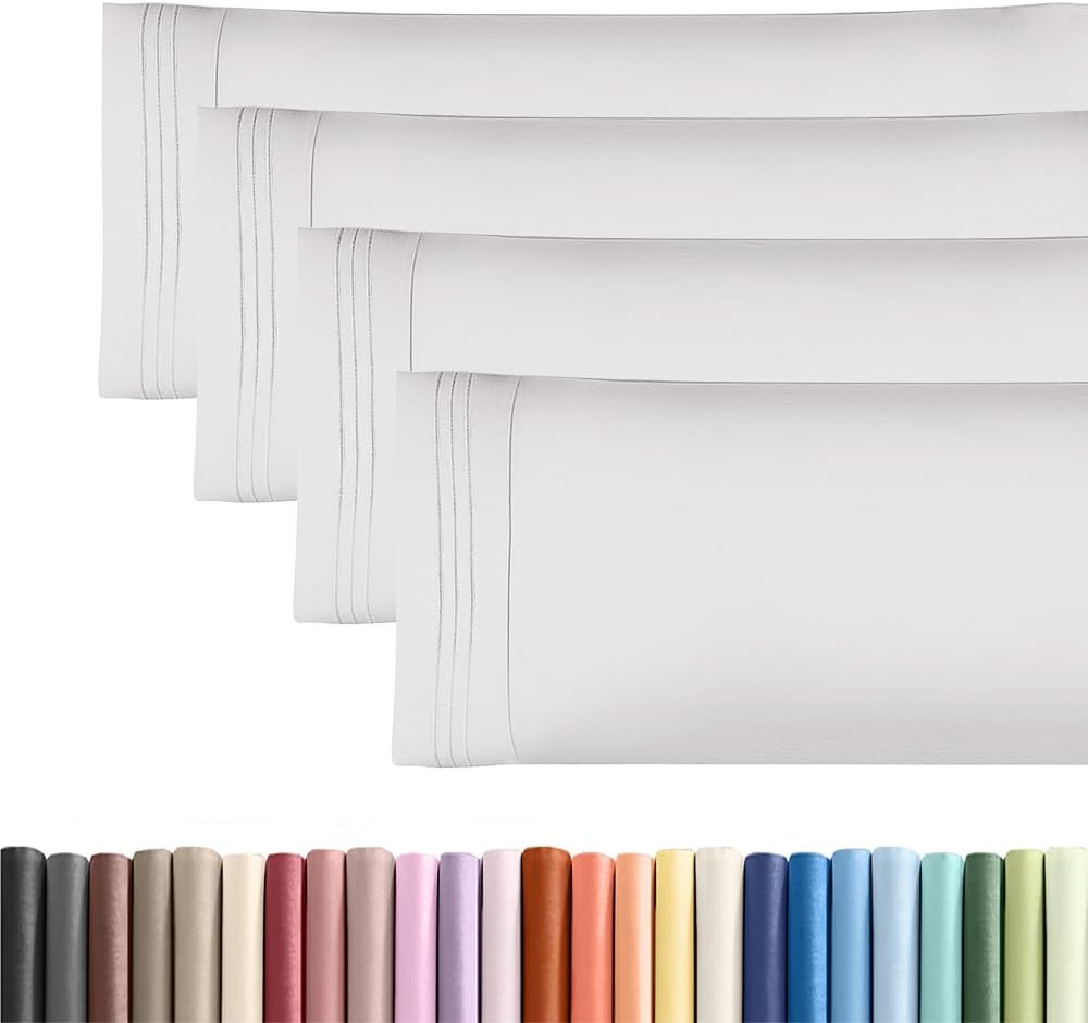 Skiennix Body Pillowcases Set of 4 | Soft, Breathable 20x54 Long Pillow Covers - Fade-Free & Machine Washable - French Grey