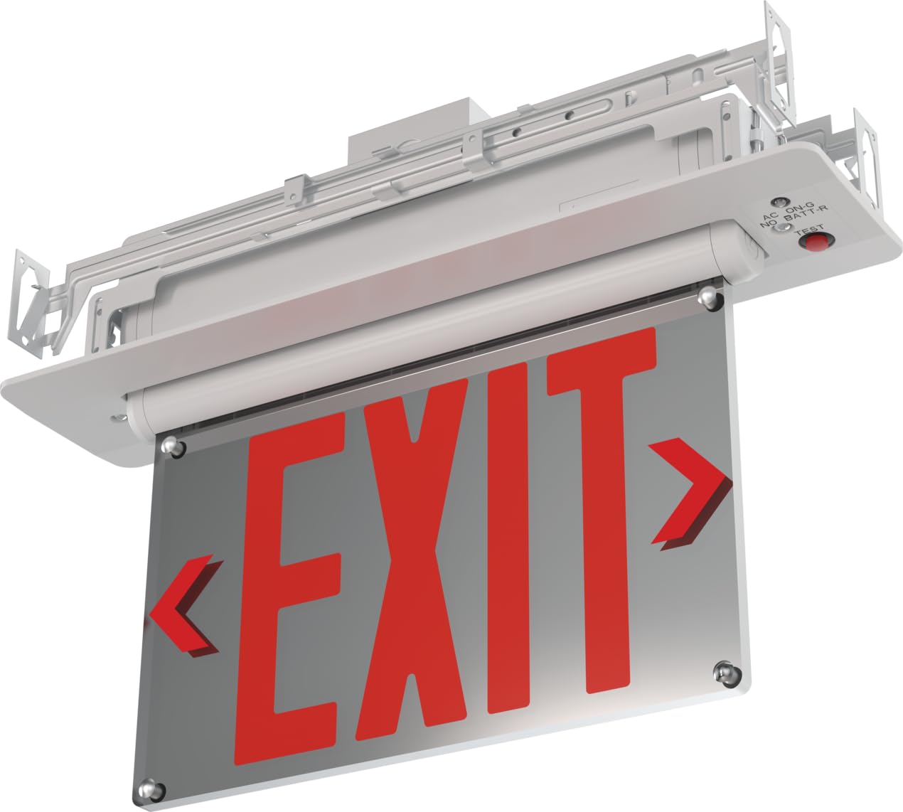 Lithonia Lighting Basics Edge-lit LED Exit Sign with Red Letters, Universal Mount Emergency Exit Only Sign, Ni-Cad Battery Backup (BE W R UM M2)