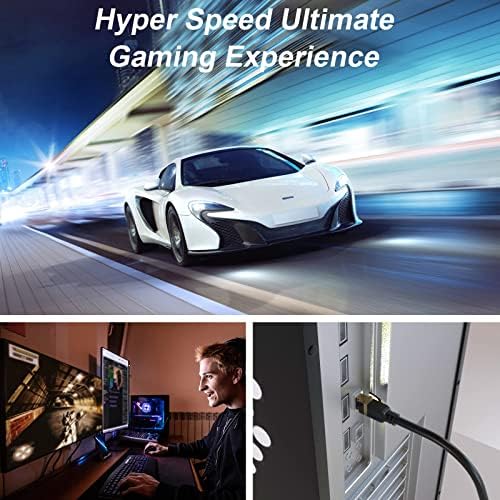 cat gruciso 8 6FT 26AWG Cat8 40Gbps, 2000Mhz RJ45 Cat Ethernet Cable, High Speed Heavy Duty LAN Network Cable with Gold