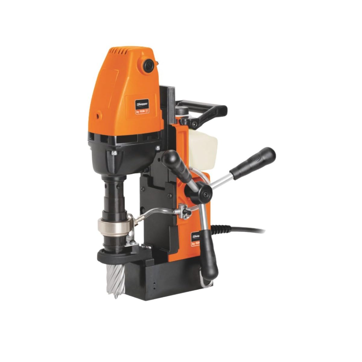 Fein JHM USA 101 Magnetic Base Drill with Uniform-Torque Motor and Integrated Coolant Tank for Metal Drilling - 1,050W, 1-1/2" HSS Cutter Max. Diameter, 2" Cutter Drilling Depth - 72725261124