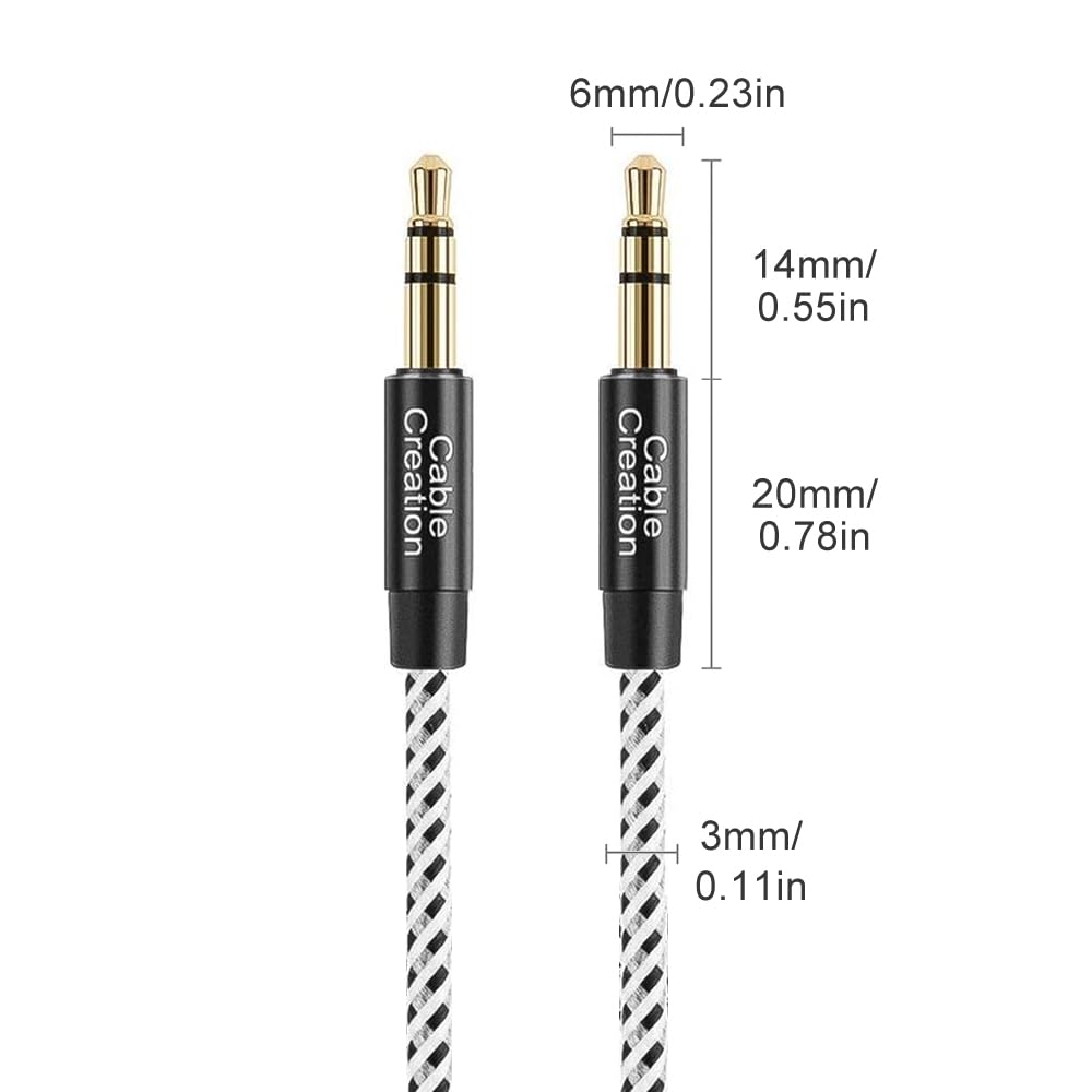 3.5mm 0.45meter(18inches), 1/8 CableCreation Aux Cable Short Male to Male Audio Auxiliary Cord Braided Hi-Fi Sound