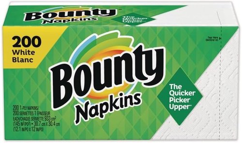 Bounty Quilted Napkins - 1-Ply, White, 12.1" x 12", 200 Count | 8 Packs Per Carton